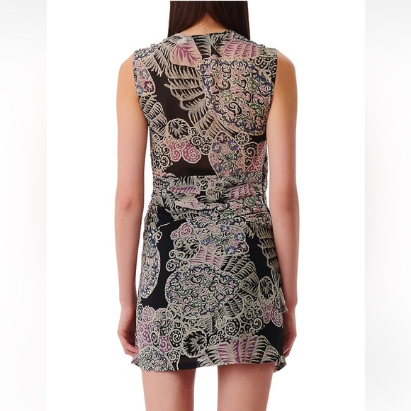 NWT IRO PARIS Rolina Twist Front Draped Printed Sleeveless SILK Mini Dress 36 - Picture 3 of 13